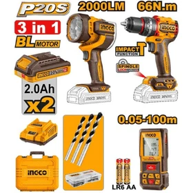 ست ابزار شارژی اینکو مدل COSLI250885 با ۳ عدد و ۶۶ نیوتن